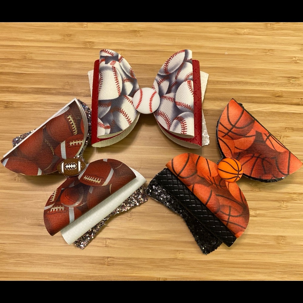 Sports hair bows - 3 pack